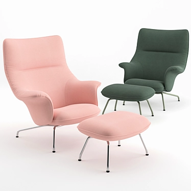 Muuto Doze Lounge Chair & Ottoman 3D model image 1 