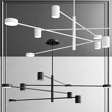 Scandi LED Chandelier: Minimalist Elegance 3D model image 1 