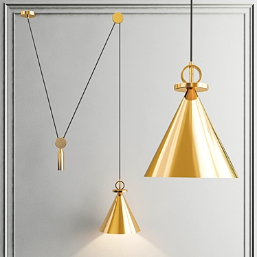 Elegant Brass Pendant Lighting 3D model image 1 