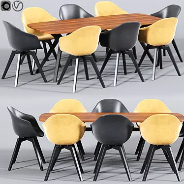 Modern Dining Chair Set 3D model image 1 