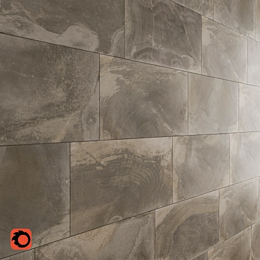 Slate Beige Wall Tiles: Textured Anthracite Stone Collection 3D model image 1 