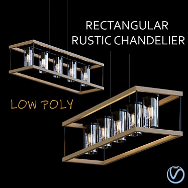  Rustic Rectangle Chandelier 3D model image 1 