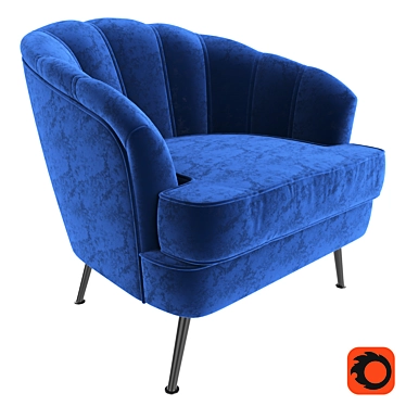Tiffany Blue Velvet Wing Chair 3D model image 1 