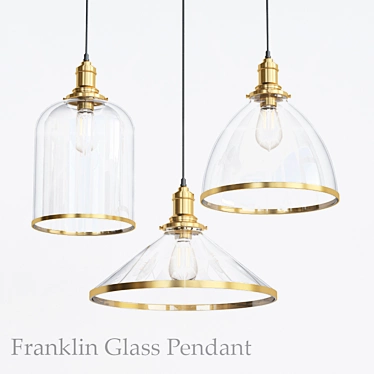 Elegant Franklin Glass Pendant 3D model image 1 