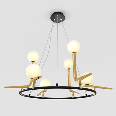 Modern Black Brass Pendant Light 3D model image 1 