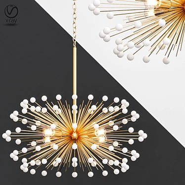 Oceanic Elegance: White Beaded Urchin Chandelier 3D model image 1 