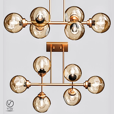 Bubble Glass Chandelier Brass 3D model image 1 