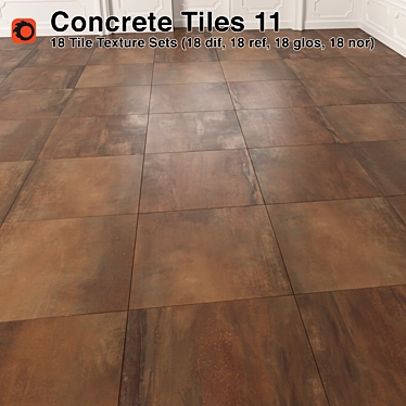 Premium Concrete Tiles - High-Quality, Ready-to-Use 3D model image 1 