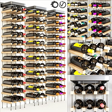 Wine Bottle Unit with Shelves 3D model image 1 