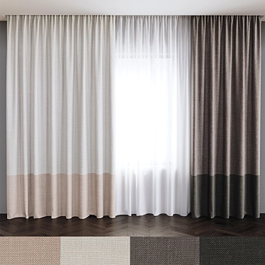 Elegant Mid Poly Corona Curtains 3D model image 1 