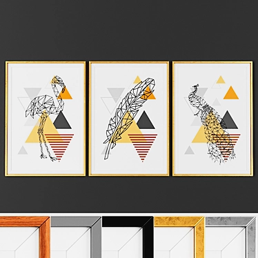 Geometric Abstract Picture Frame Set 3D model image 1 