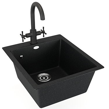 Ulgran Sink + Orange Mia Mixer (Black) 3D model image 1 