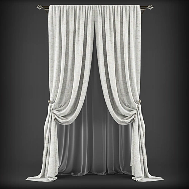 Elegant Curtain Panels 3D model image 1 