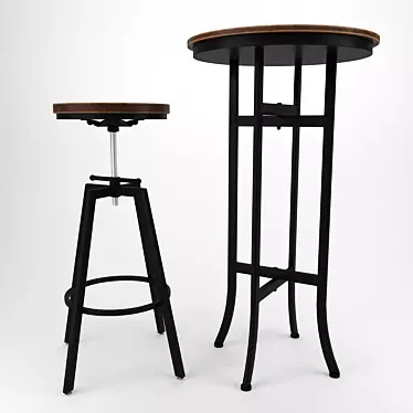 Sleek Modern Bar Stool Set 3D model image 1 