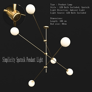 Minimalist Sputnik Pendant Light 3D model image 1 