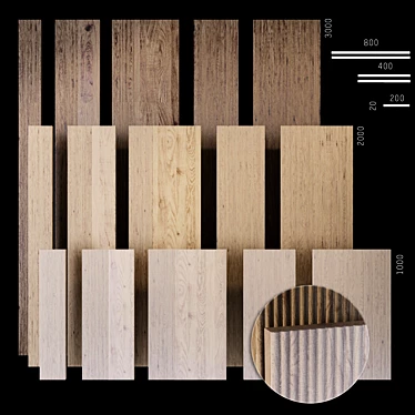 Corrugated Wood Panels for Furniture & Décor 3D model image 1 