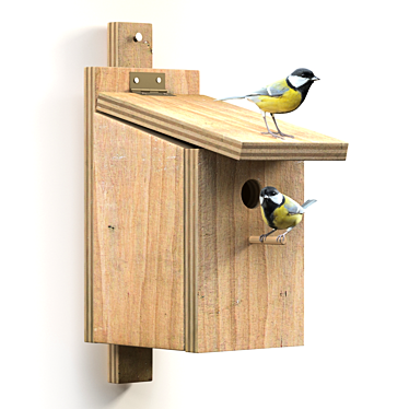 Great Tits: Artificial Nest for Garden Birds 3D model image 1 