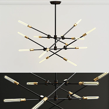 Adjustable 6-Line Circa Pendant: Modern and Versatile 3D model image 1 