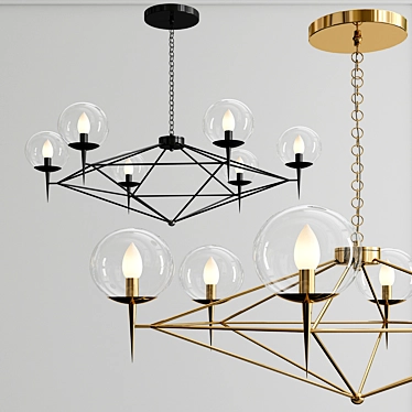 Rowan Gold Chandelier: Handcrafted Elegance 3D model image 1 