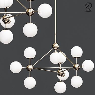 Elegant Modo White Glass Chandelier 3D model image 1 