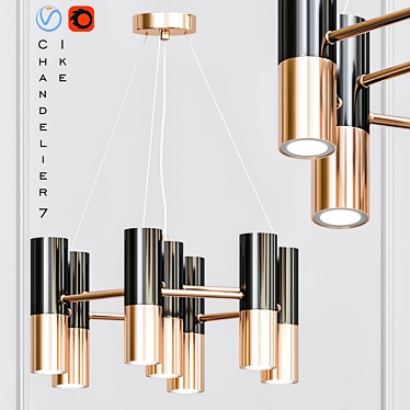 Modern IKE Chandelier: Sleek & Stylish 3D model image 1 