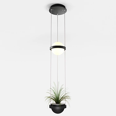 Modern Black Metal Pendant Light - Palma 3D model image 1 