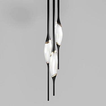  Contemporary Black Metal Pendant Light 3D model image 1 