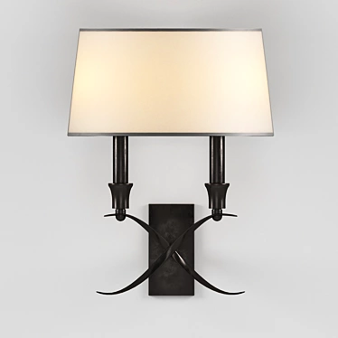 Modern Black Metal Table Lamp with White Fabric Shade 3D model image 1 