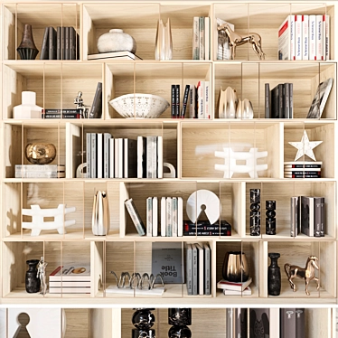 Elegant Bookcase with Statuette 3D model image 1 
