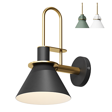 Title: Industrial Brass Cone Pendant Lamp 3D model image 1 