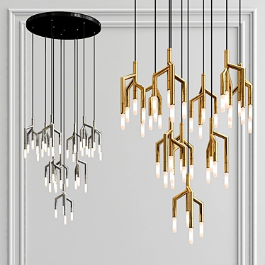 Elegant Rameau Circle Chandelier 3D model image 1 