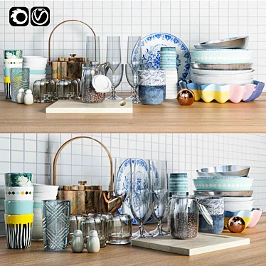 5-Piece Kitchen Accessory Set 3D model image 1 