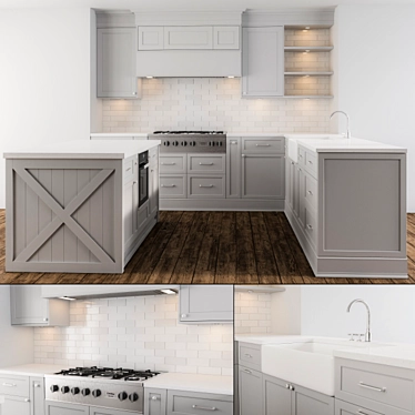 Modern Gray Kitchen Set 3D model image 1 
