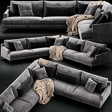 Poliform Bellport 3-Seater Sofa: Modern Comfort with Unwrapped UVs 3D model image 1 