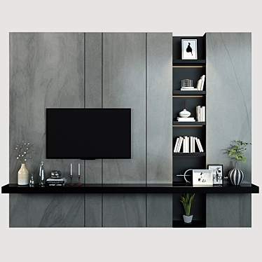 Sleek TV Stand - 12" Shelf 3D model image 1 