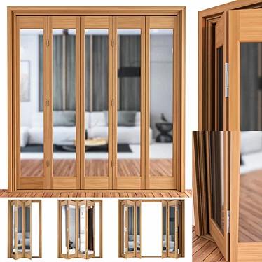 Oak Marston Clear Glass Folding Door 3D model image 1 