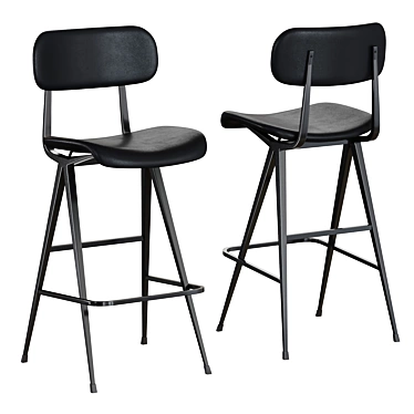 Industrial Leather Bar Stool 3D model image 1 