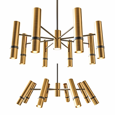 Industrial Brass Pendant Chandelier 3D model image 1 