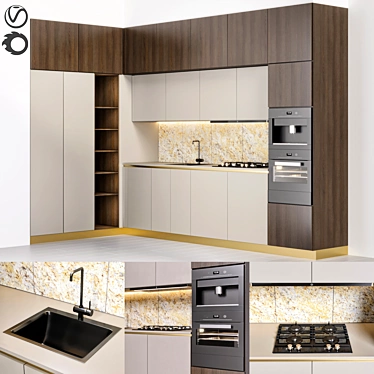 Modern Kitchen Design Set 3D model image 1 