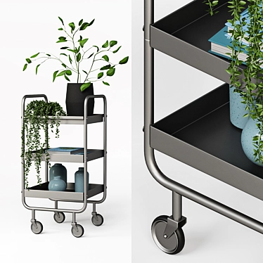 Sleek Gray Cart 3D model image 1 