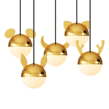 Playful Pendant Lights with Ears 3D model image 1 