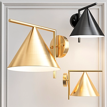 Elegant Brass Cone Wall Sconce 3D model image 1 