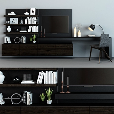 Sleek TV Stand Shelf 15 3D model image 1 