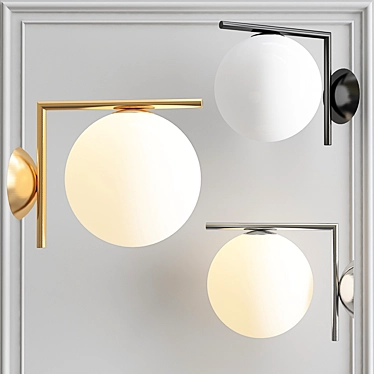 Modern White and Black Sconce 3D model image 1 