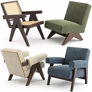 Vintage Chandigarh Lounge Chairs 3D model image 1 