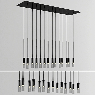 Elegant Contemporary Charlot Linear Chandelier 3D model image 1 