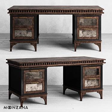 Reborn Oak-Frame Moonzana Desk 3D model image 1 