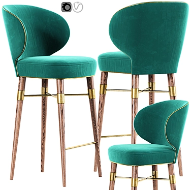 Elegant Louis Bar Chair 3D model image 1 