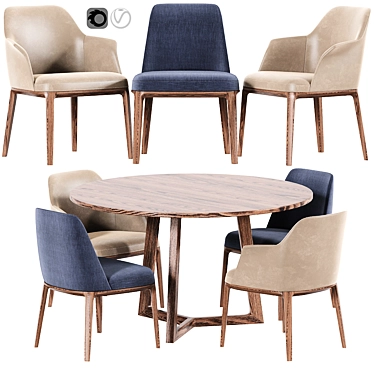 Elegant Poliform Sophie & Grace Dining Set 3D model image 1 