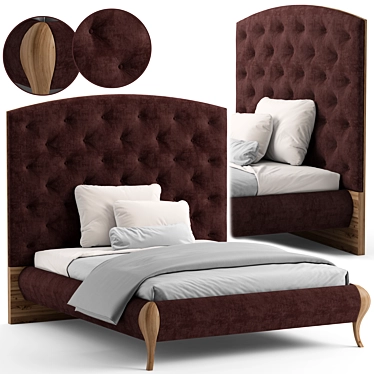 Sleek Barok Bed 3D model image 1 